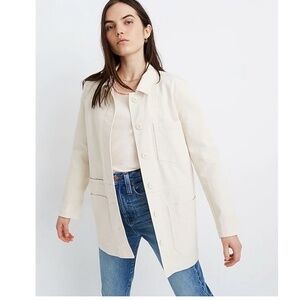 Madewell Becker Oversized Chore Coat in Natural Seeded Herringbone Size Small